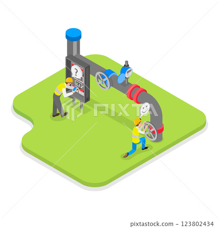 3D Isometric Flat  Illustration of Natural Gas Extraction. Item 1 123802434