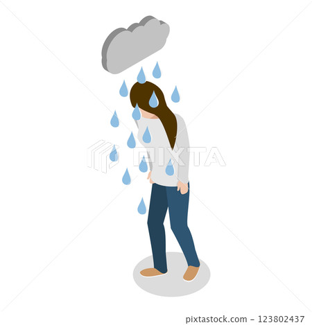 3D Isometric Flat  Illustration of Emotional Mental Disorder. Item 3 123802437