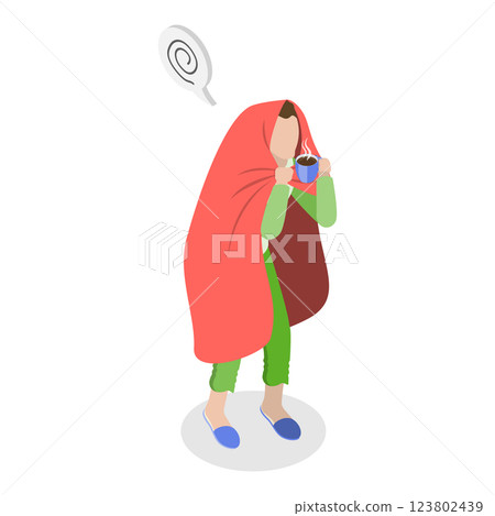3D Isometric Flat Set of People In Pajamas. Item 2 3D Isometric Flat Set of People In Pajamas. Item 2 123802439