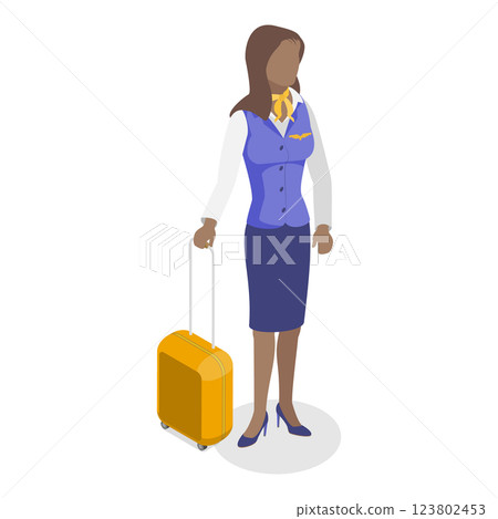 3D Isometric Flat  Set of Airport Staff. Item 6 123802453