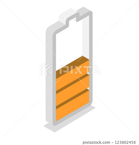 3D Isometric Flat  Set of Charging Level Batteries. Item 3 123802458