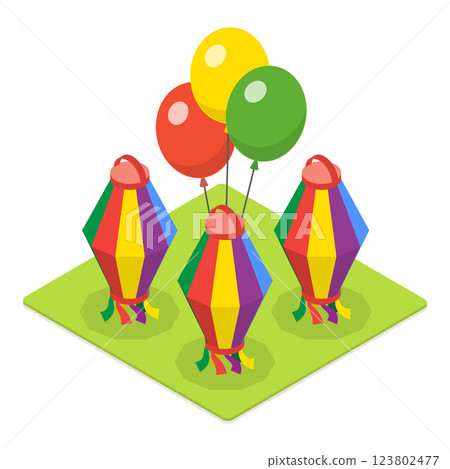 3D Isometric Flat  Illustration of Festa Junina. Item 2 123802477
