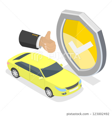 3D Isometric Flat Illustration of Car Insurance. Item 2 3D Isometric Flat Illustration of Car Insurance. Item 2 123802492