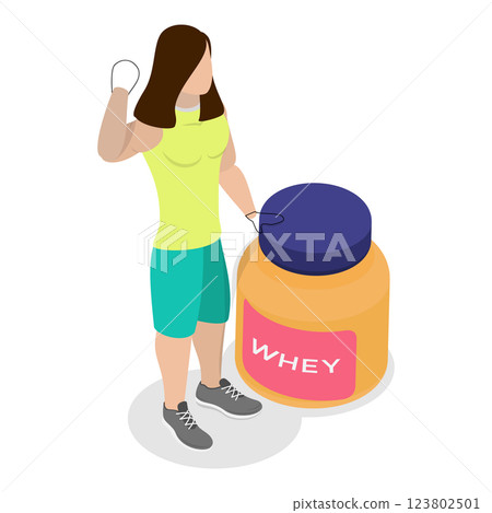 3D Isometric Flat Illustration of Fitness People. Item 6 3D Isometric Flat Illustration of Fitness People. Item 6 123802501