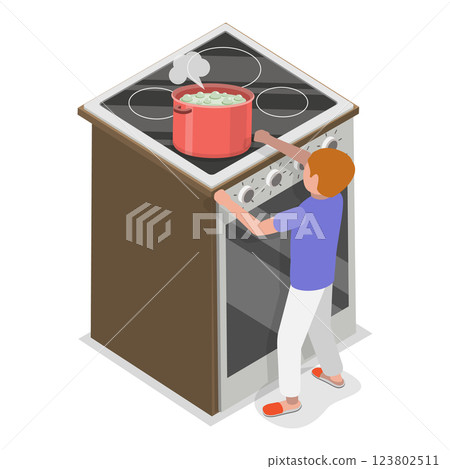 3D Isometric Flat  Illustration of Dangerous Situations With Kids. Item 2 123802511