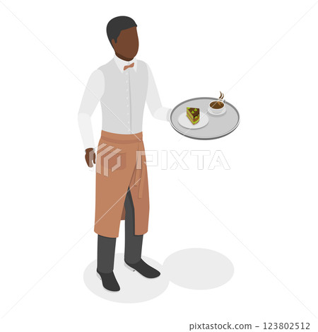 3D Isometric Flat Illustration of Restaurant Waiters. Item 1 3D Isometric Flat Illustration of Restaurant Waiters. Item 1 123802512