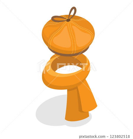 3D Isometric Flat  Set of Childish Knitted Accessories. Item 5 123802518