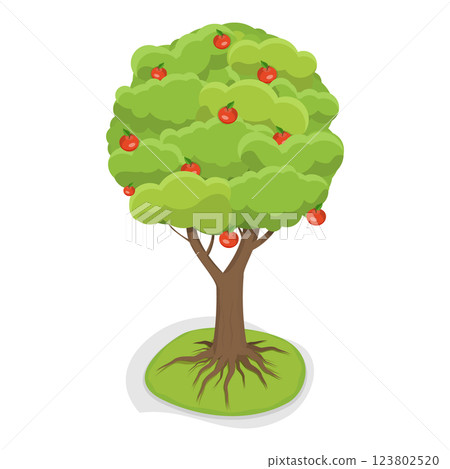 3D Isometric Flat  Set of Fruit Tree. Item 4 123802520