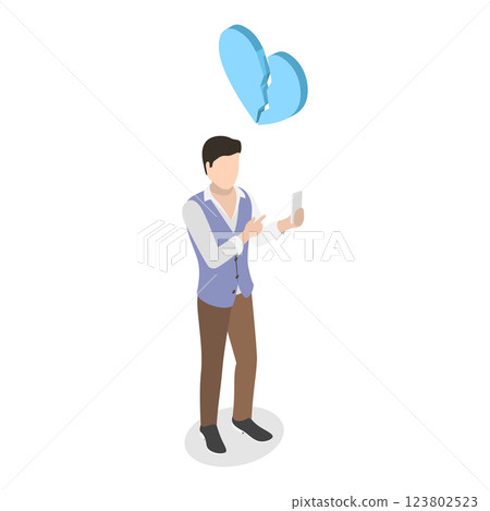 3D Isometric Flat  Illustration of Heartbreack. Item 1 123802523