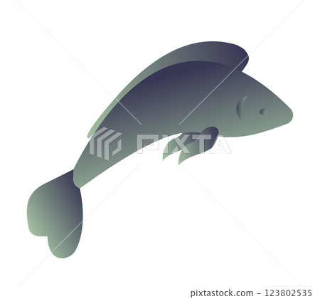 Simple silver fish in flat style. Vector illustration isolated on white background. Simple silver fish in flat style. Vector illustration isolated on white background. 123802535