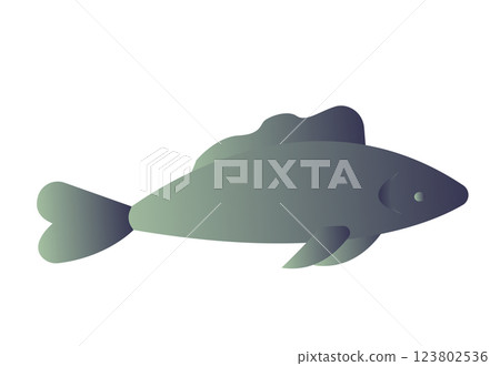 Simple silver fish in flat style. Vector illustration isolated on white background. 123802536