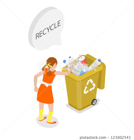 3D Isometric Flat  Illustration of Reduce, Reuse and Recycle. Item 2 123802541
