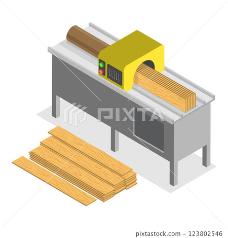 3D Isometric Flat  Illustration of Sawmill. Item 3 123802546