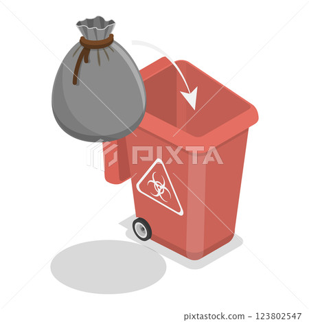 3D Isometric Flat Illustration of Home Waste Disposal. Item 6 3D Isometric Flat Illustration of Home Waste Disposal. Item 6 123802547