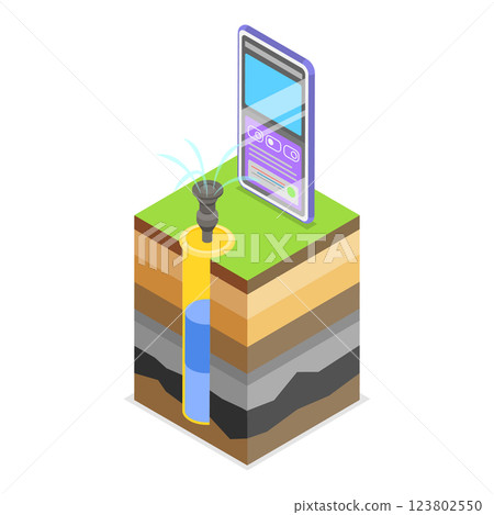 3D Isometric Flat  Illustration of Irrigation System Components. Item 2 123802550