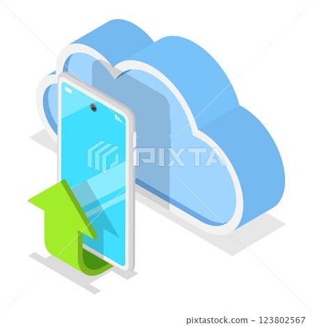 3D Isometric Flat  Icon Set. Cloud Technologies. Item 11 123802567