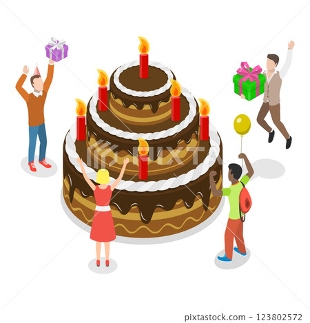 3D Isometric Flat Illustration of Celebrating Party. Item 2 3D Isometric Flat Illustration of Celebrating Party. Item 2 123802572