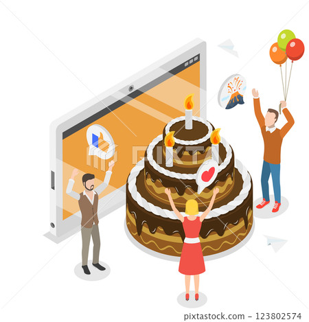 3D Isometric Flat  Illustration of Celebrating Set. Item 2 123802574
