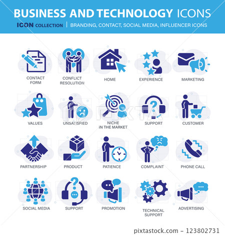 Customer service, branding, influencer, contact icon set. Contact us, follower, marketing, leadership, influence, content, community and customer icons. Support and satisfaction icon set. Vector set Customer service, branding, influencer, contact icon set. Contact us, follower, marketing, leadership, influence, content, community and customer icons. Support and satisfaction icon set. Vector set 123802731