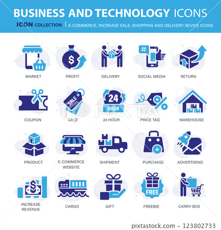 E-commerce, increase sale, on line shopping and digital finances icon collection. Flat vector illustration E-commerce, increase sale, on line shopping and digital finances icon collection. Flat vector illustration 123802733
