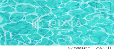 Water ripple surface pool or ocean water with glares sunlight reflections, game texture top view. Beach sea clean and deep water. 123802811