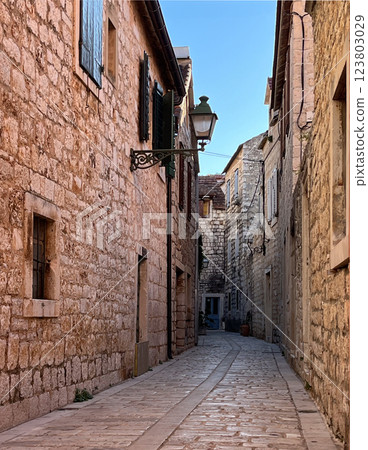 Beautiful medieval streets of the island of Hvar,Croatia. Beautiful medieval streets of the island of Hvar,Croatia. 123803029