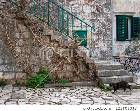Horizontal picture of stone houses in Satari Grad, island of Hvar. Horizontal picture of stone houses in Satari Grad, island of Hvar. 123803038