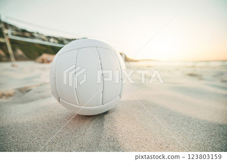 Beach sand, ball and volleyball games at tropical ocean, sunshine nature and sea landscape in Miami, Florida. Closeup empty shore, summer team sports training and action fitness for energy outdoors Beach sand, ball and volleyball games at tropical ocean, sunshine nature and sea landscape in Miami, Florida. Closeup empty shore, summer team sports training and action fitness for energy outdoors 123803159