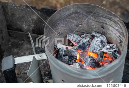 Hot coals for the barbecue. Hot coals for the barbecue. 123803446