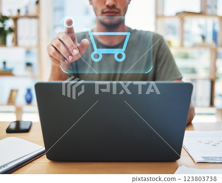 Hands, laptop or futuristic online shopping hologram search, internet research or 3d augmented reality in office for contact us. Digital code, ecommerce or AI tech for digital or social media app Hands, laptop or futuristic online shopping hologram search, internet research or 3d augmented reality in office for contact us. Digital code, ecommerce or AI tech for digital or social media app 123803738