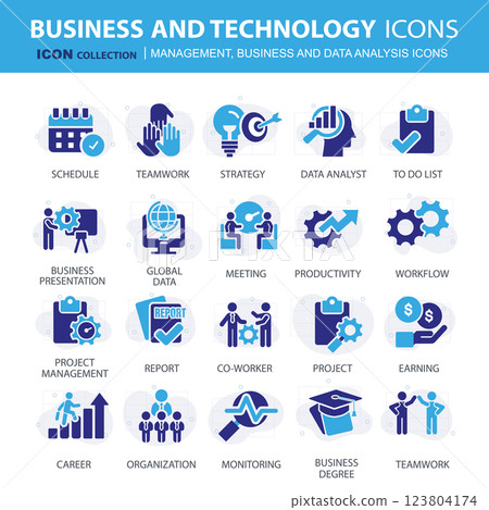 Icons collection for business and management. Concept icons for statistics, accounting, action plan and business ideas. Flat vector illustration Icons collection for business and management. Concept icons for statistics, accounting, action plan and business ideas. Flat vector illustration 123804174