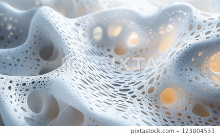 Structure Of An Organic Net Made Of Interconnected Elements. The Net Is Formed Naturally, Without Artificial Intervention, Creating A Unique And Intricate Design. 123804531