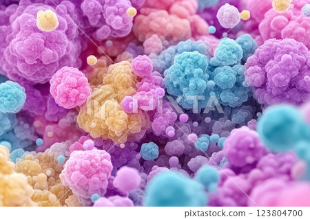 Colorful abstract background depicting intricate organic structures in vivid hues. 123804700