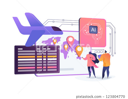 AI Air Traffic Scheduling abstract concept vector illustration. 123804770