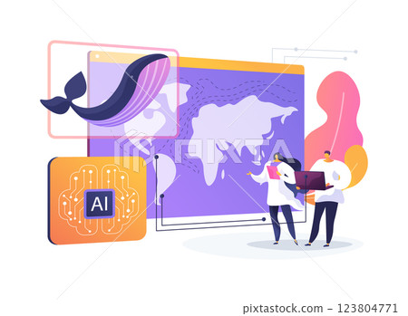 AI Wildlife Behavior Analysis abstract concept vector illustration. 123804771