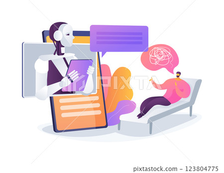 AI Mental Health Chatbot abstract concept vector illustration. 123804775