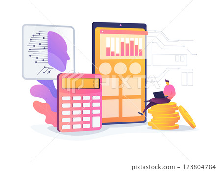 AI Personal Finance Management abstract concept vector illustration. AI Personal Finance Management abstract concept vector illustration. 123804784