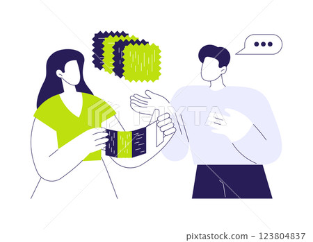 Choosing furniture material abstract concept vector illustration. 123804837