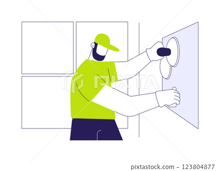 Laying wall tile abstract concept vector illustration. 123804877