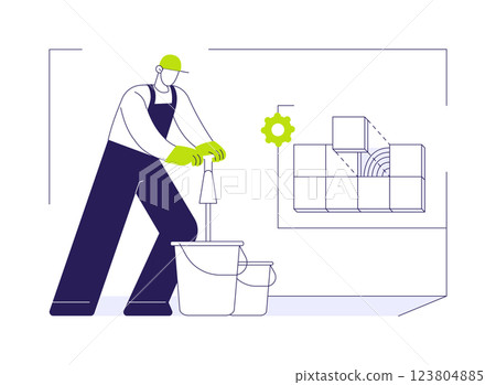 Prepare tile adhesive abstract concept vector illustration. Prepare tile adhesive abstract concept vector illustration. 123804885