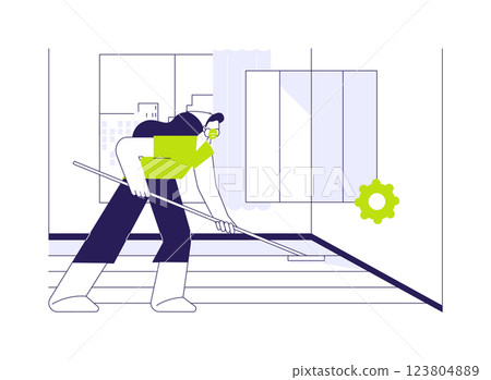 Finishing wooden floor abstract concept vector illustration. 123804889