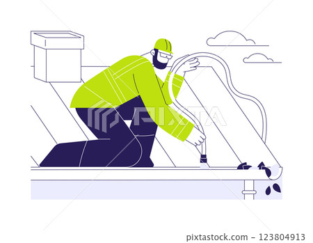 Gutter cleaning abstract concept vector illustration. 123804913