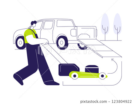 Lawn and landscape service abstract concept vector illustration. 123804922