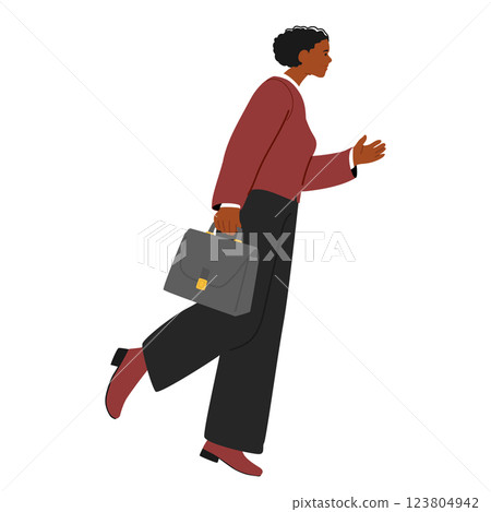 Professional babysitter character walking on duty to provide childcare service isolated on white Professional babysitter character walking on duty to provide childcare service isolated on white 123804942