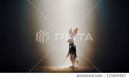 Otherworldly rabbit landscape: AI-generated material 123804987