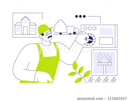 Smart irrigation controller abstract concept vector illustration. 123805057