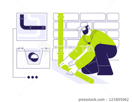 Laying drainage pipes abstract concept vector illustration. Laying drainage pipes abstract concept vector illustration. 123805062
