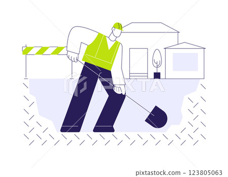 Digging trenches abstract concept vector illustration. 123805063
