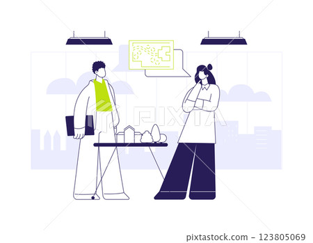 Meeting landscape designer abstract concept vector illustration. 123805069