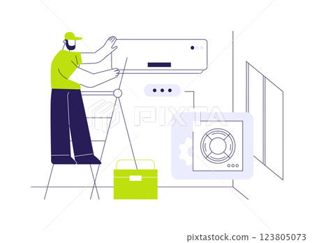 HVAC outdoor installation abstract concept vector illustration. HVAC outdoor installation abstract concept vector illustration. 123805073